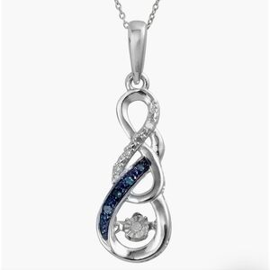 Sterling Silver Blue Diamond Drop Necklace - 0.10 ctw